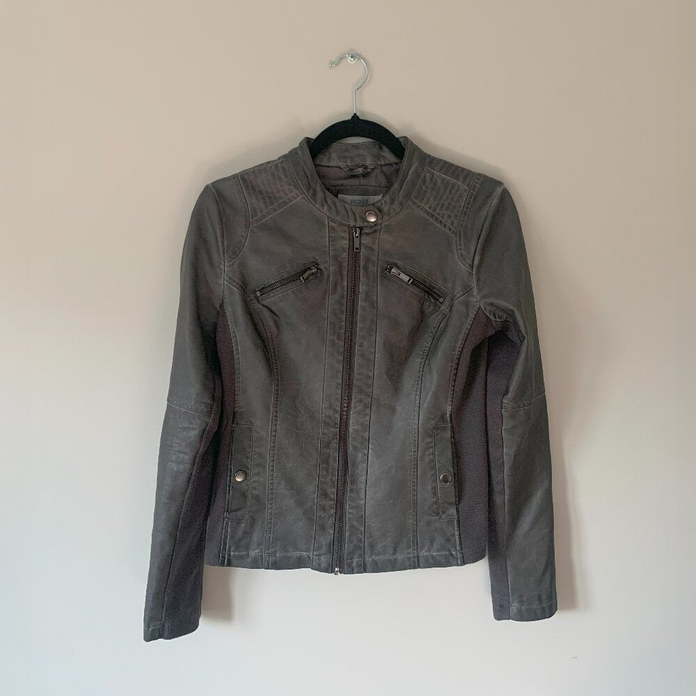 Dark Gray 2-Zip Cafe Racer Cropped Jacket